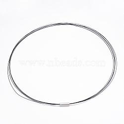 Tiger Tail Wire Necklace Making, with Platinum Plated Magnetic Clasps, Black, 145~150x0.38mm(NJEW-130L)