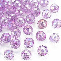 Transparent Acrylic Beads, AB Color, Round, Faceted, Medium Orchid, 8mm, Hole: 1.6mm, about 1810pcs/500g(MACR-S373-64-C01)