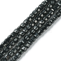 Natural Black Tourmaline Beads Strands, Faceted, Cube, 2~2.5x2~2.5x2~2.5mm, Hole: 0.6mm, about 171~175pcs/strand, 15.04~15.35 inch(38.2~39cm)(G-F748-Y02)
