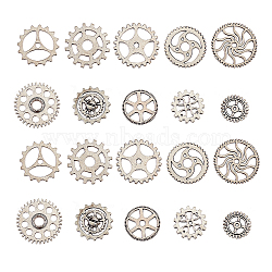 100Pcs 10 Styles Steampunk Theme Tibetan Style Alloy Gear Cog Pendants, Lead Free & Cadmium Free, Antique Silver, 25x1mm, Hole: 2mm, 10pcs/style(TIBEP-CJ0001-55)