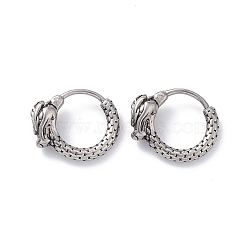 304 Stainless Steel Dragon Hoop Earrings for Men Women, Antique Silver, 14.5x17.5x5.5mm, Pin: 1mm(EJEW-F312-05AS)