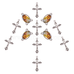 DIY Pendant Making, with Tibetan Silver Crucifix Cross Pendants and Alloy Links, Rosary Center Pieces, Chandelier Components, Oval, Easter, Mixed Color, 23x15x4mm, Hole: 2mm, 20pcs/set(DIY-PH0019-62)