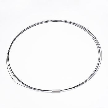 Tiger Tail Wire Necklace Making, with Platinum Plated Magnetic Clasps, Black, 145~150x0.38mm