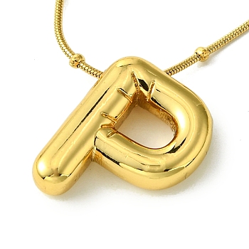 Initial Letter 304 Stainless Steel Pendant Necklaces, Real 18K Gold Plated, Letter P, 15.91 inch(40.4cm), pendant: 19x15mm