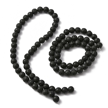 Natural Lava Rock Round Beads Strands, 8mm, Hole: 1mm, about 47pcs/strand, 15.70''(39.88cm)