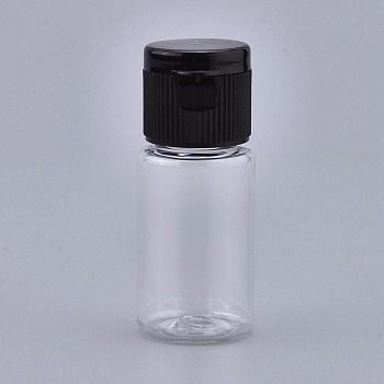 PET Plastic Empty Flip Cap Bottles, with Black PP Plastic Lids, for Travel Liquid Cosmetic Sample Storage, White, 2.3x5.65cm, Capacity: 10ml(0.34 fl. oz).