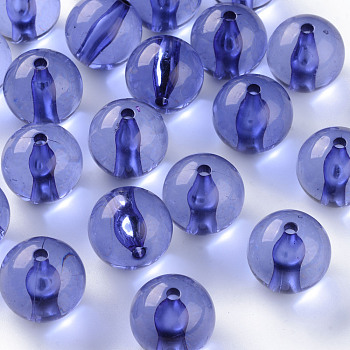 Transparent Acrylic Beads, Round, Medium Slate Blue, 20x19mm, Hole: 3mm, about 111pcs/500g