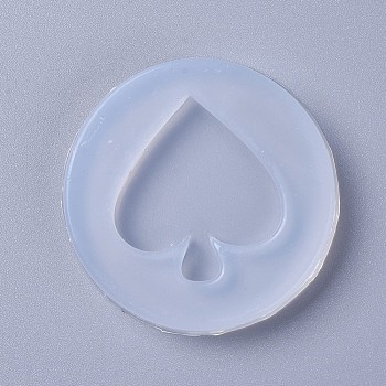Silicone Molds, Resin Casting Molds, For UV Resin, Epoxy Resin Jewelry Making, Spades Heart, White, 52x7mm, Spades Heart: 36x33mm