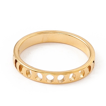 304 Stainless Steel Moon Phase Finger Ring for Women, Golden, US Size 7 3/4(17.9mm)