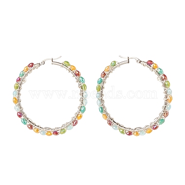 Grandes créoles en perles de verre(EJEW-JE04817)-6