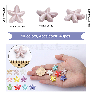 40Pcs 10 Colors Handmade Porcelain Beads(PORC-CA0001-10)-2