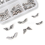 6 Styles Tibetan Style Alloy Wing Beads, Antique Silver, 22x9x3mm, Hole: 1mm, 60pcs/box(TIBEB-YW0001-03AS)