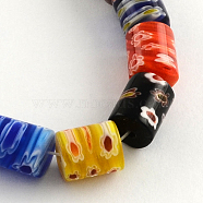 Column Handmade Millefiori Glass Beads, Mixed Color, 8x5mm, Hole: 0.5mm, about 48pcs/strand, 14.1 inch(X-LK-R004-45)