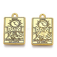 Rack Plating Alloy Pendants, Cadmium Free & Nickel Free & Lead Free, Tarot Charms, Antique Golden, The Moon XVIII, 23.5x14.5x1.5mm, Hole: 1.8mm(PALLOY-WH0103-04C-AG)