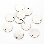 201 Stainless Steel Stamping Blank Tag Pendants, Flat Round, Stainless Steel Color, 12x1mm, Hole: 1.4mm(STAS-T058-12mm-P)