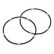 Spring Bracelets, Minimalist Bracelets with Beads, Plated Steel French Wire/Gimp Wire, for Stackable Wearing, Electrophoresis Black, 12 Gauge, 2mm, Inner Diameter: 58.5mm(TWIR-T001-01EB-LG)