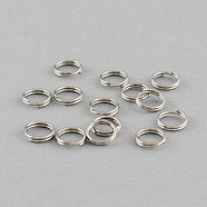 304 Stainless Steel Split Rings, Double Loops Jump Rings, Stainless Steel Color, 8x1.4mm, Inner Diameter: 6.6mm, Single Wire: 0.7mm(STAS-Q186-01-8mm)
