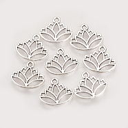 Tibetan Style Alloy Charms, Lotus, Cadmium Free & Lead Free, Antique Silver, 14x16x1.5mm, Hole: 1.5mm, about 1580pcs/1000g(TIBE-Q075-50AS-LF)