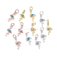 Synthetic Opal Pendants, with Brass Findings, Crane, Mixed Color, 25mm, Hole: 4.5mm(ZIRC-F091-04)