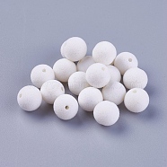 Flocky Acrylic Beads, Round, White, 10mm, Hole: 2mm(X-OACR-L011-C-21)