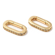 Brass Micro Pave Cubic Zirconia Spring Gate Rings, with Glass, Oval, Real 18K Gold Plated, 20x10x3mm, Inner Diameter: 14.6x5mm(KK-B074-59G)