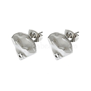 Non-Tarnish 304 Stainless Steel Stud Earring Findings, Fan, 12x12mm, Hole: 1.4mm, Pin: 10.5x0.5mm(STAS-L024-003P-04)