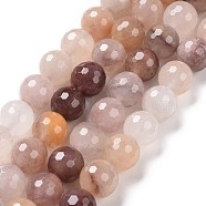 Natural Quartz Beads Strands, Faceted(128 Facets), Round, 10mm, Hole: 1.2mm, about 38pcs/strand, 15.16''(38.5cm)(G-E571-02C)
