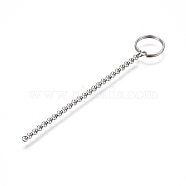 304 Stainless Steel Split Key Ring Clasps, For Keychain Making, with Extended Rolo Chains, Stainless Steel Color, 63mm, Ring: 10x1.5mm(STAS-L226-008A)
