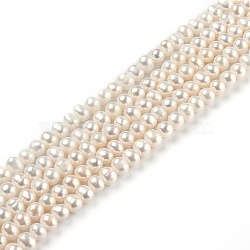 Natural Cultured Freshwater Pearl Beads Strands, Round, Bisque, 5~6x5~6.5mm, Hole: 0.5mm, about 67~68pcs/strand, 14.25 inch(36.2cm)(PEAR-L033-07-01A)
