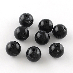Round Imitation Gemstone Acrylic Beads, Black, 16mm, Hole: 2mm, about 220pcs/500g(OACR-R029-16mm-01)