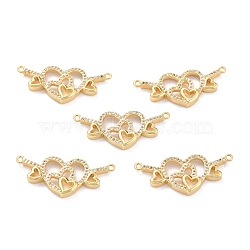Brass Micro Pave Clear Cubic Zirconia Pendants, Long-Lasting Plated, Heart, Real 18K Gold Plated, 14x32.5x3mm, Hole: 1.2mm(ZIRC-L100-072G)