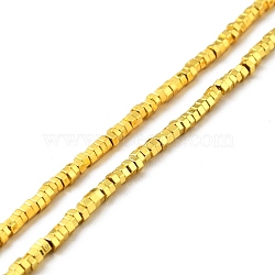 Electroplated Non-magnetic Synthetic Hematite Beads Strands, Hexagon, Golden Plated, 2x2.5x0.3mm, Hole: 0.8mm, about 370pcs/strand, 16.22 inch(41.2cm)(G-G849-06G)