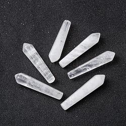 Natural Quartz Crystal Pointed Beads, No Hole/Undrilled, Bullet, 50x11x10mm(X-G-P393-M05)