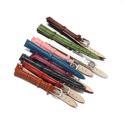 Leather Watch Bands, with 304 Stainless Steel Clasps, Mixed Color, 82~115x12x3.5~4mm(WACH-F017-01)