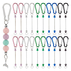 20Pcs 5 Colors Aluminum Climbing Carabiners, Beadable Iron Key Clasps, Mixed Color, 146mm, 4pcs/color(AJEW-GA0007-59)