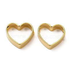 Rack Plating Brass Bead Frame, Cadmium Free & Lead Free, Heart, Real 24K Gold Plated, 9.5x10.5x3mm, Hole: 1.6mm(KK-M250-27G)