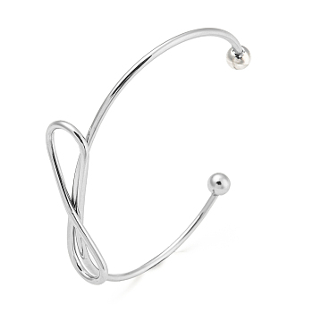 304 Stainless Steel Cuff Bangles, Infinite Wire Wrap Bangle, Stainless Steel Color, Inner Diameter: 2x2-1/2 inch(4.95x6.5cm)