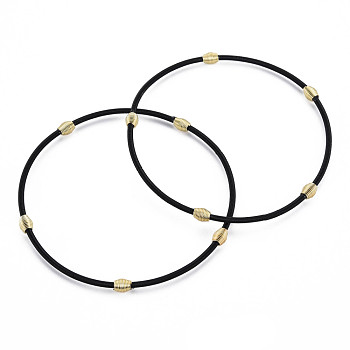Spring Bracelets, Minimalist Bracelets with Beads, Plated Steel French Wire/Gimp Wire, for Stackable Wearing, Electrophoresis Black, 12 Gauge, 2mm, Inner Diameter: 58.5mm