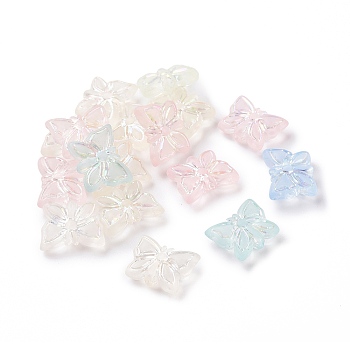 Transparent Frosted Acrylic Beads, AB Color Plated, Butterfly, Mixed Color, 11x14.5x5mm, Hole: 1.8mm, 940pcs/500g