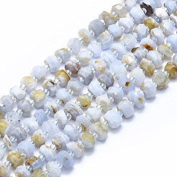 Natural Blue Lace Agate Beads Strands, Faceted, Nuggets, 7~8x3~5mm, Hole: 1mm, about 47pcs/strand, 15.35 inch(39cm)