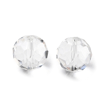 Glass Imitation Austrian Crystal Beads, Faceted, Round, Clear, 10mm, Hole: 1mm