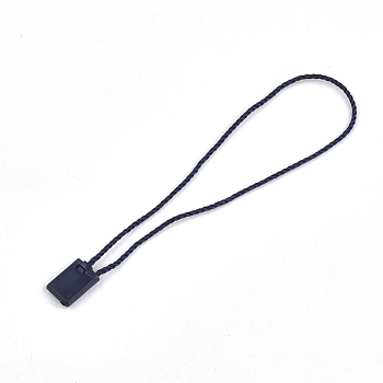 Polyester Cord with Seal Tag, Plastic Hang Tag Fasteners, Midnight Blue, 190~195x1mm, Seal Tag: 11x8x3mm and 9x3x2mm, about 1000pcs/bag