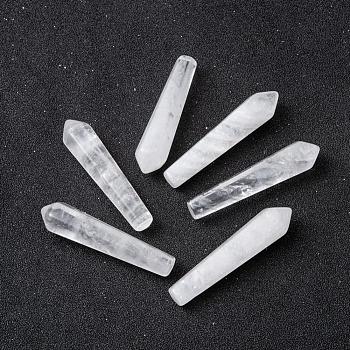 Natural Quartz Crystal Pointed Beads, Rock Crystal, Healing Stones, Reiki Energy Balancing Meditation Therapy Wand, No Hole/Undrilled, Bullet, 50x11x10mm