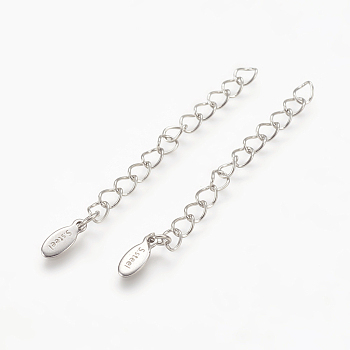 Stainless Steel Chain Extender, Curb Chains, Oval  Carved with S.steel Charms, Stainless Steel Color, 55~60x4mm