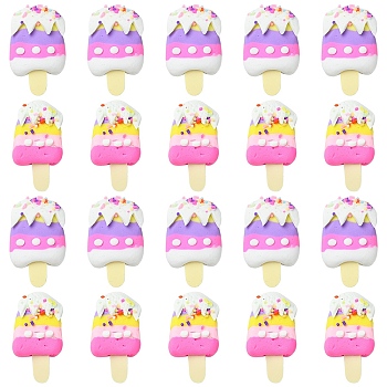 20Pcs 2 Colors Handmade Polymer Clay Cabochons, Ice Cream, Mixed Color, 30~35x15~18x6~11mm, 10pcs/color