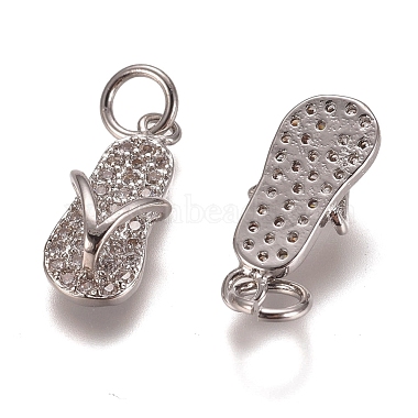Brass Micro Pave Clear Cubic Zirconia Charms(ZIRC-G153-28)-2