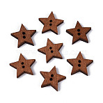 1 Bag Baking Paint Wooden Buttons, 2-Hole, Vintage Style, for Clothing & Bag Accessories, Star, Saddle Brown, 18x19x3.5mm, Hole: 1.6mm(BUTT-GF0001-08)