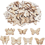 4 Sets Unfinished Wood Cutouts Ornaments, Antique White, Butterfly, 21.5~29x28~30x2.5mm(WOOD-SC0001-91E)