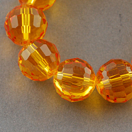 Transparent Glass Bead Strands, Faceted(96 Facets), Round, Dark Orange, 6mm, Hole: 1mm, about 72pcs/strand, 15 inch(GLAA-R095-6mm-18)