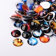 Starry Sky Printed Glass Half Round/Dome Cabochons, Mixed Color, 12x4mm(GGLA-N004-12mm-D)